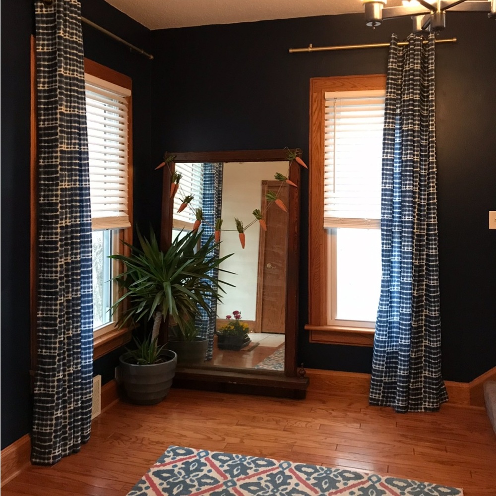 Qty. 3 Pier 1 Shibori Blue Dyed Curtains 96”